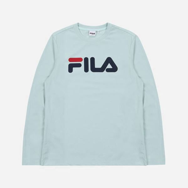 Camisetas Manga Corta Fila Mujer Turquesa - Linear Logo L/S - España 175289UJZ